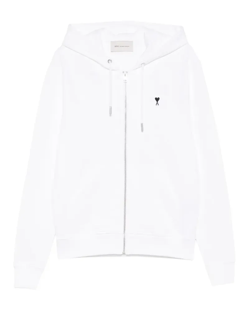 AMI Paris Kapuzenjacke mit Logo-Stickerei - Weiß Weiß
