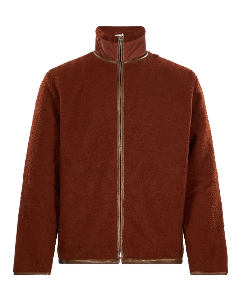 RANRA leather-trim fleece coat - Braun Braun