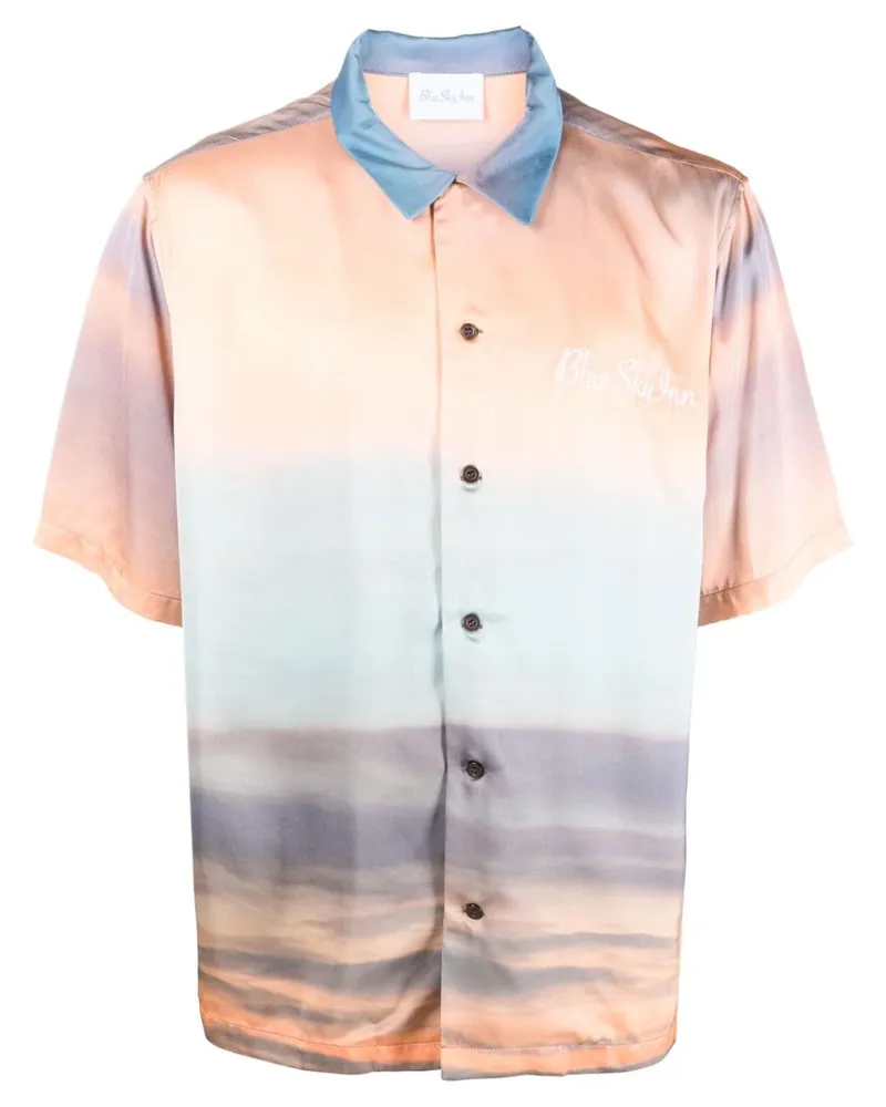 Blue Sky Inn Hemd aus Satin mit Print - Orange Orange