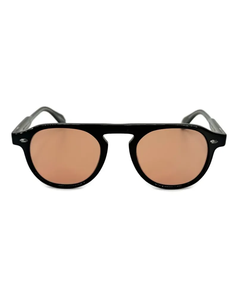 Garrett Leight Runde Harding Sonnenbrille - Schwarz Schwarz