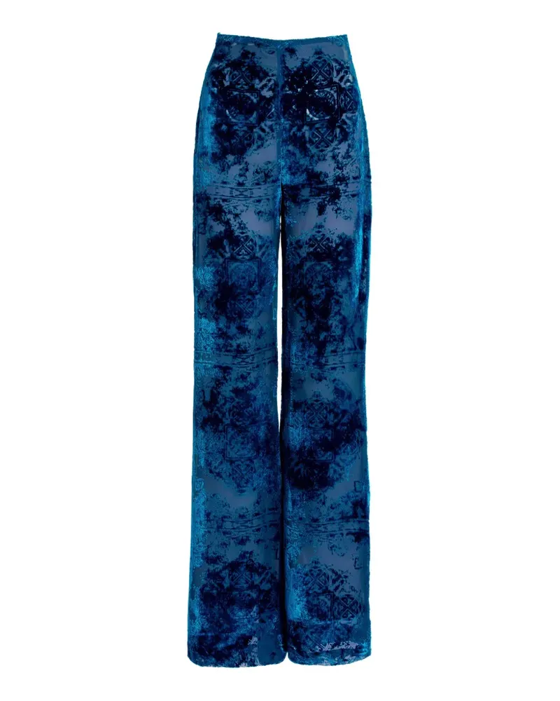 Silvia Tcherassi Como devoré-velvet trousers - Blau Blau