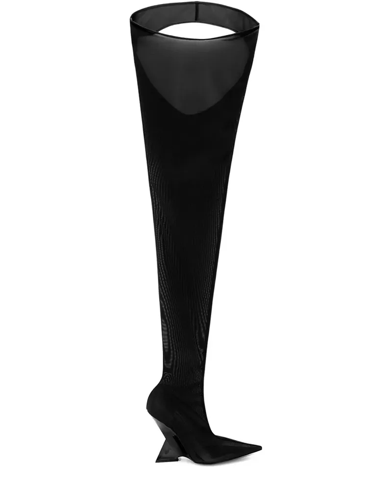 ATTICO 105mm Cheopissima pointed thigh high boots - Schwarz Schwarz