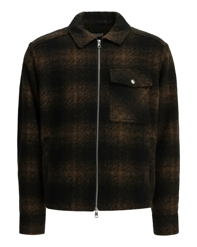 Moncler check-pattern zip-up shirt jacket - Braun Braun