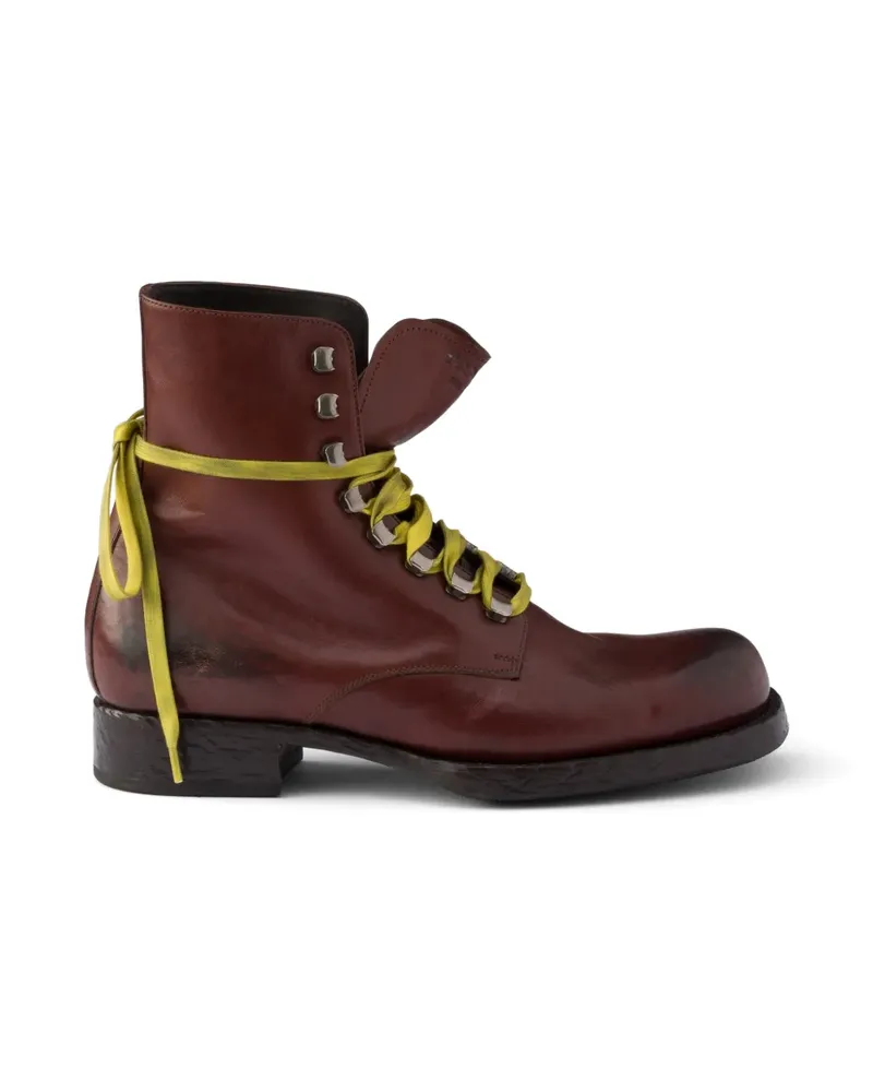 Prada leather laced biker boots - Braun Braun