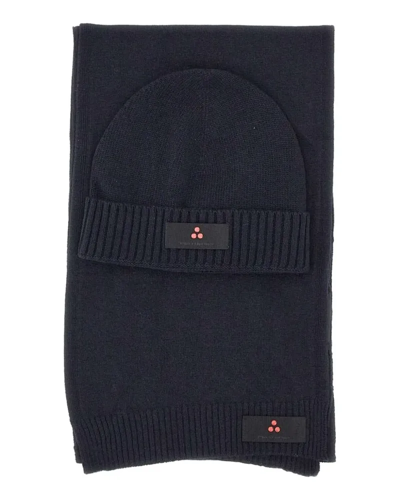 Peuterey logo-patch beanie scarf set - Schwarz Schwarz