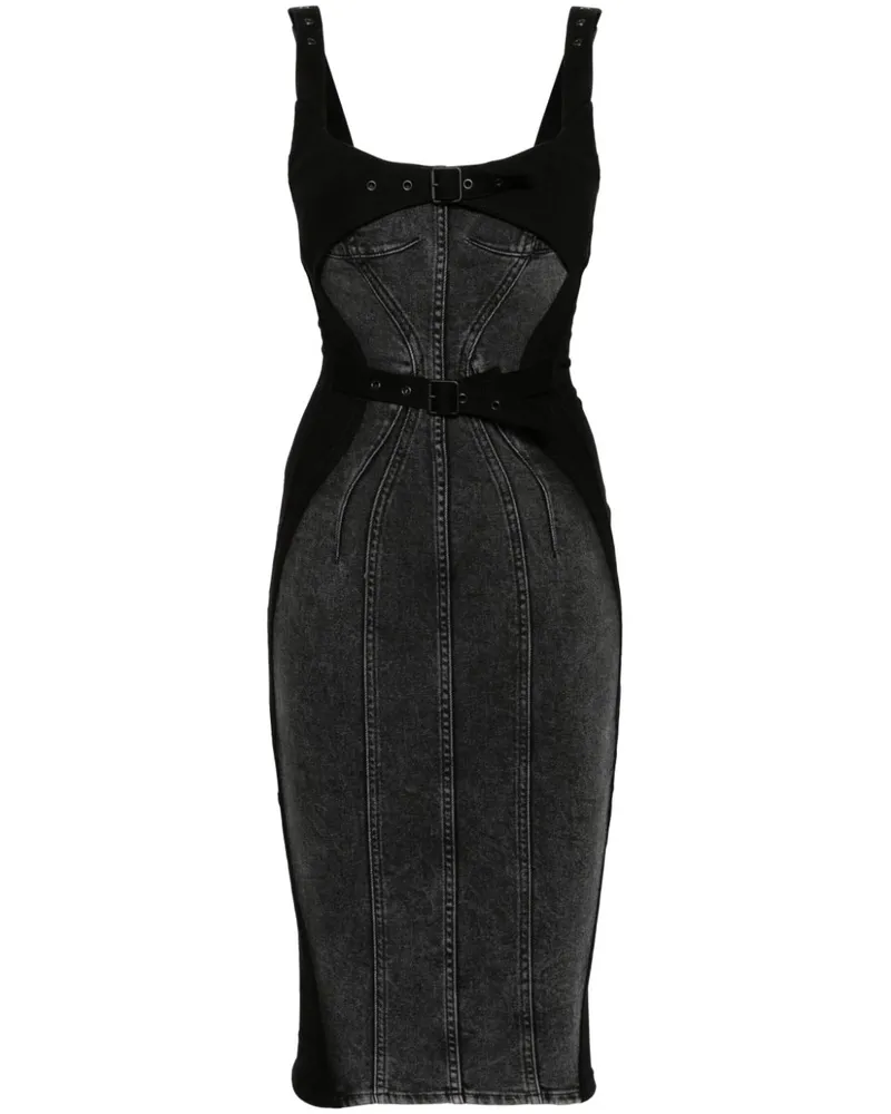 Thierry Mugler Jeanskleid mit Einsätzen - Schwarz Schwarz