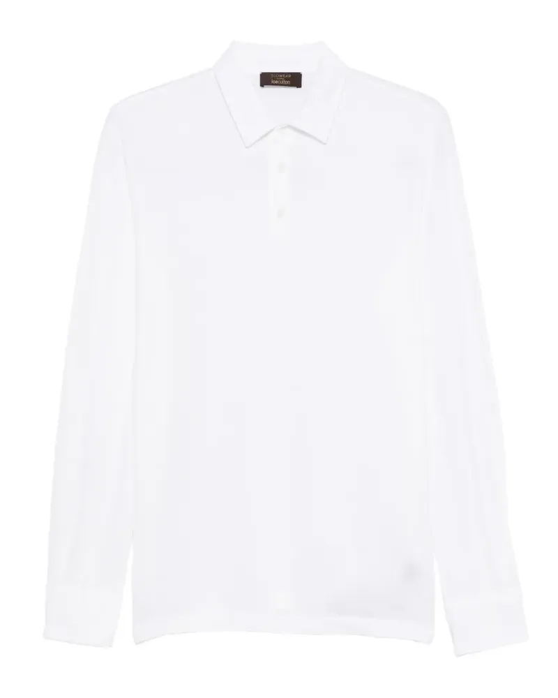Zanone Langärmeliges Poloshirt - Weiß Weiß