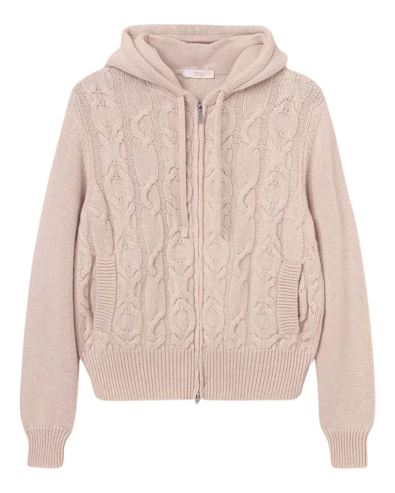 Fedeli cable-knit hooded cardigan - Rosa Rosa