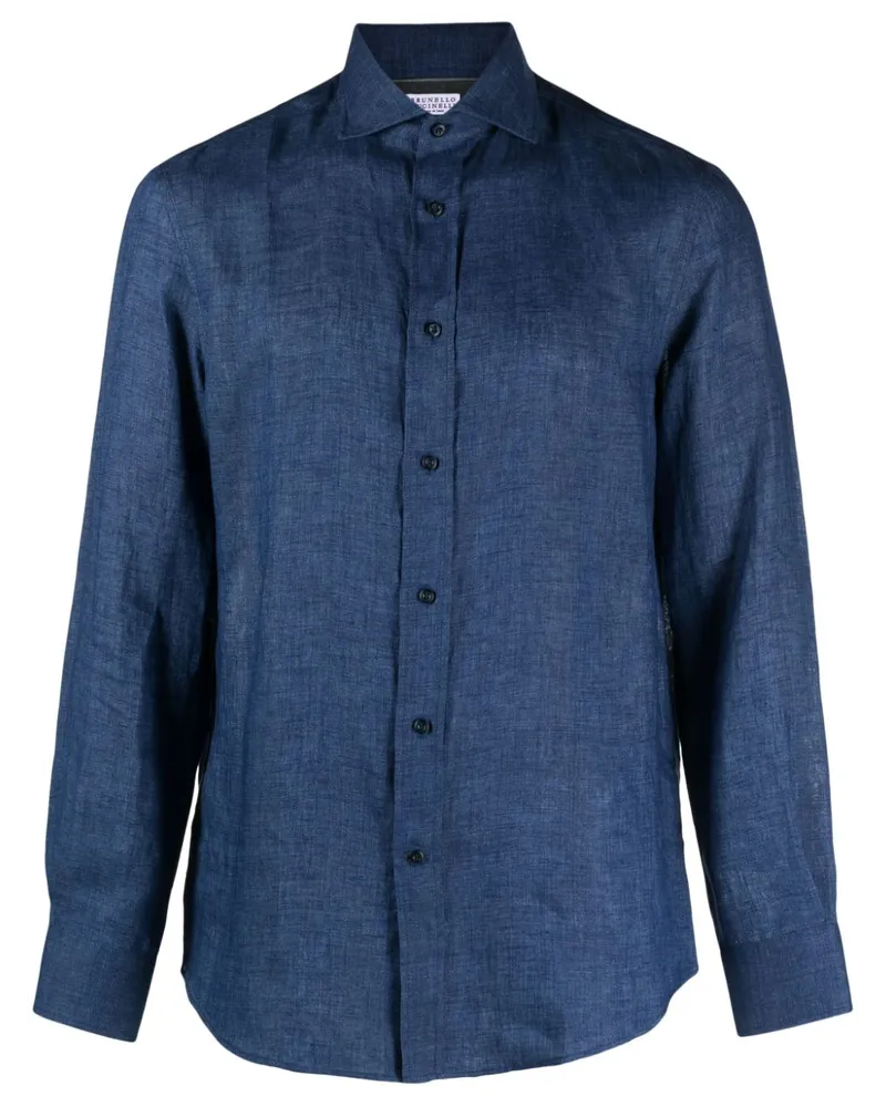 Brunello Cucinelli Geknöpftes Leinenhemd - Blau Blau