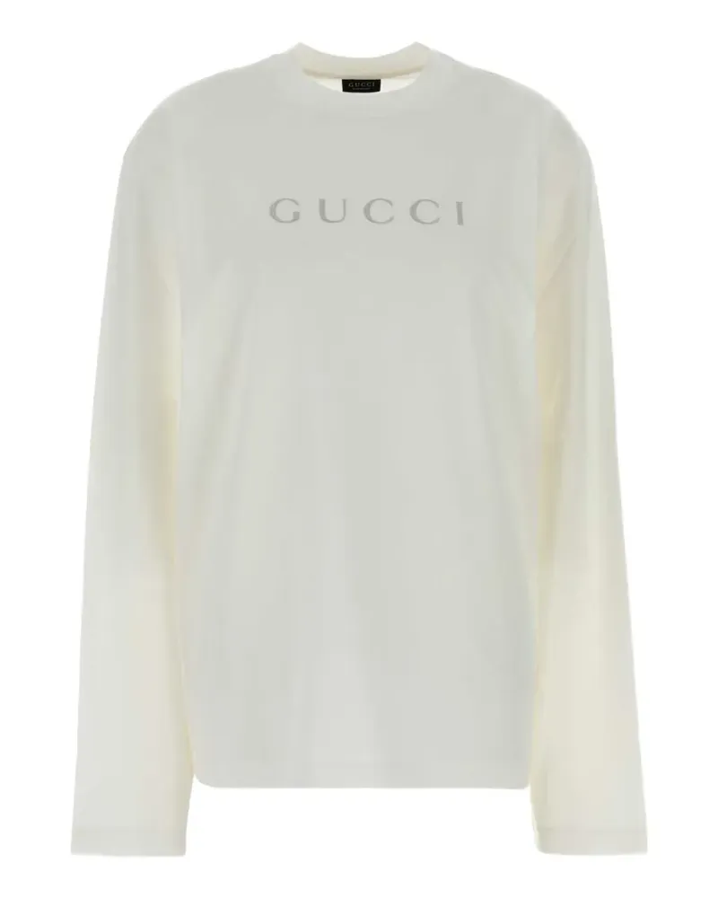Gucci Langarmshirt mit Logo-Print - Weiß Weiß