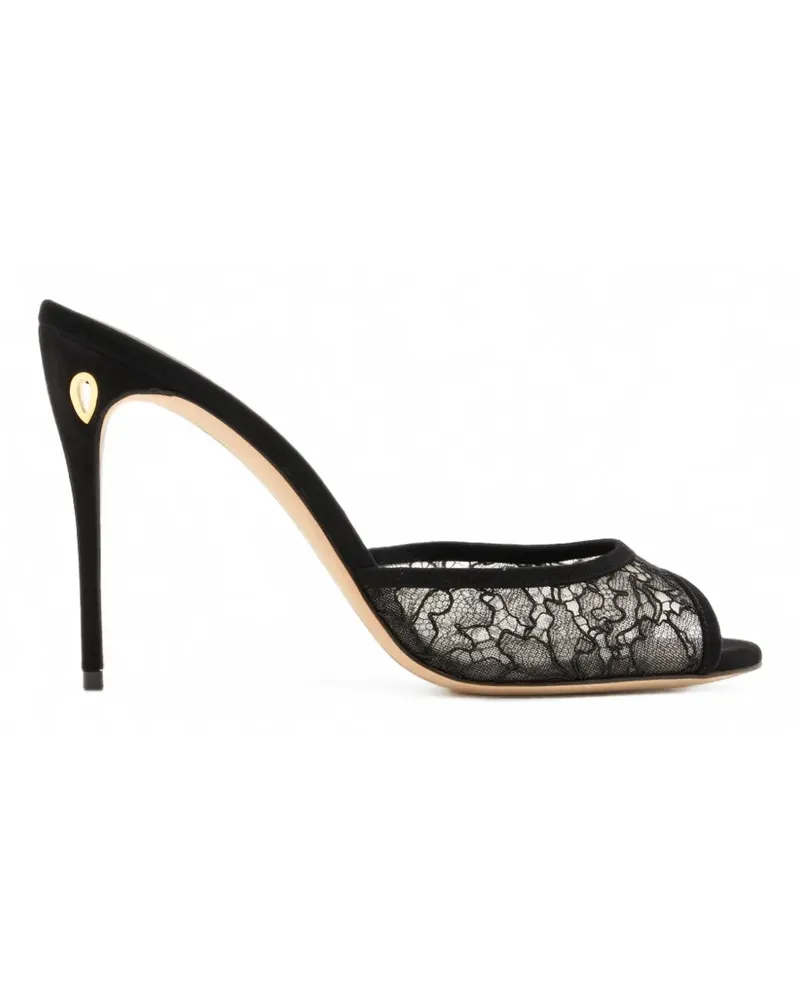 Jennifer Chamandi Guido lace-panel suede sandals - Schwarz Schwarz