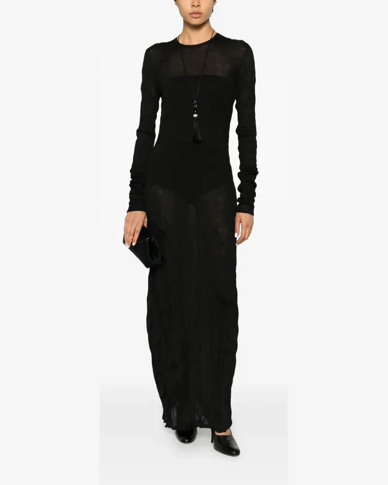 Totême crinkled long-sleeves maxi dress - Schwarz Schwarz