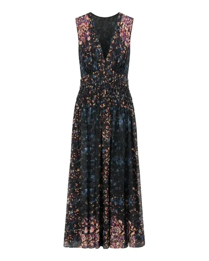 Ulla Johnson Sylvie Midikleid mit Blumenprint - Schwarz Schwarz