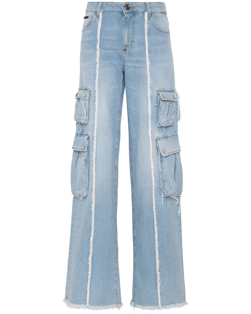 Philipp Plein Weite Jeans mit aufgesetzten Taschen - Blau Blau
