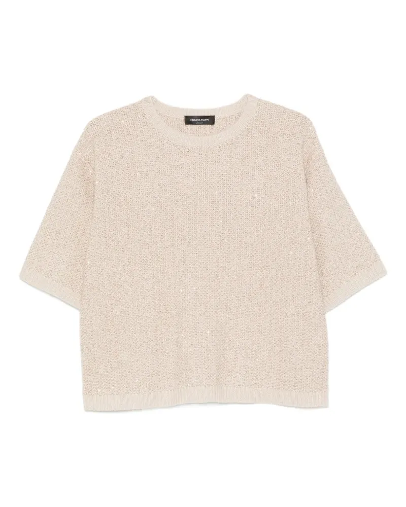 Fabiana Filippi Kurzärmeliger Pullover mit Pailletten - Nude Nude