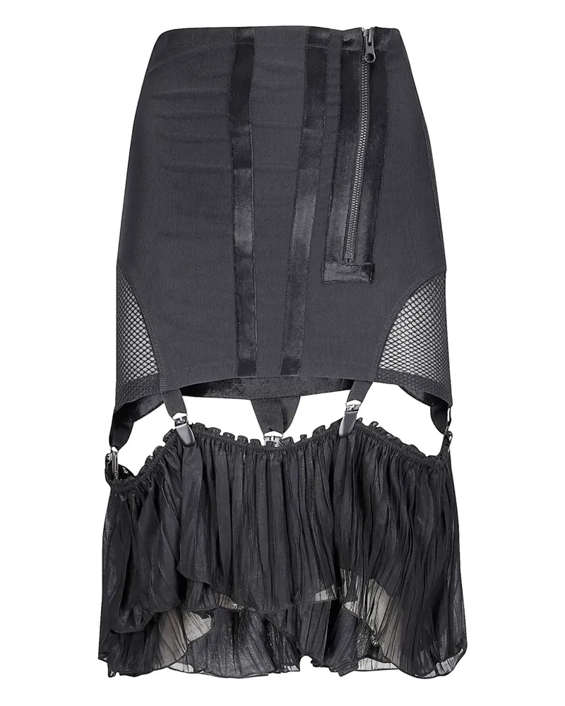 Charlotte Knowles mesh velvet tape skirt - Schwarz Schwarz