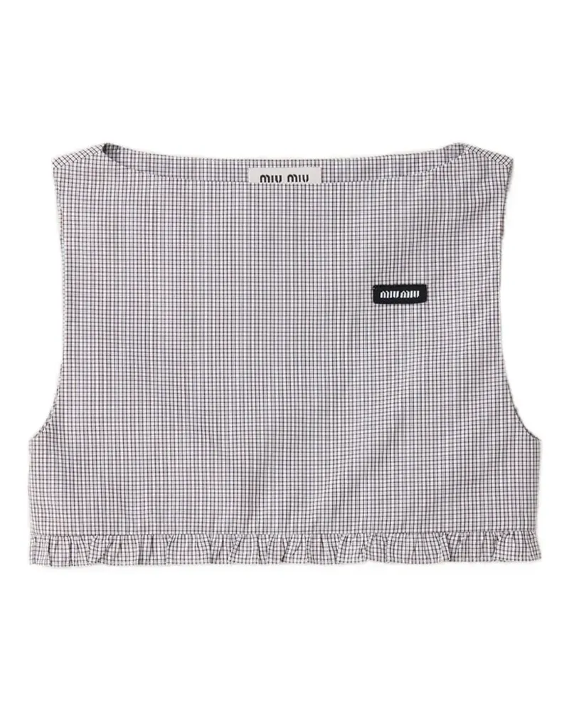 Miu Miu checked poplin crop top - Weiß Weiß