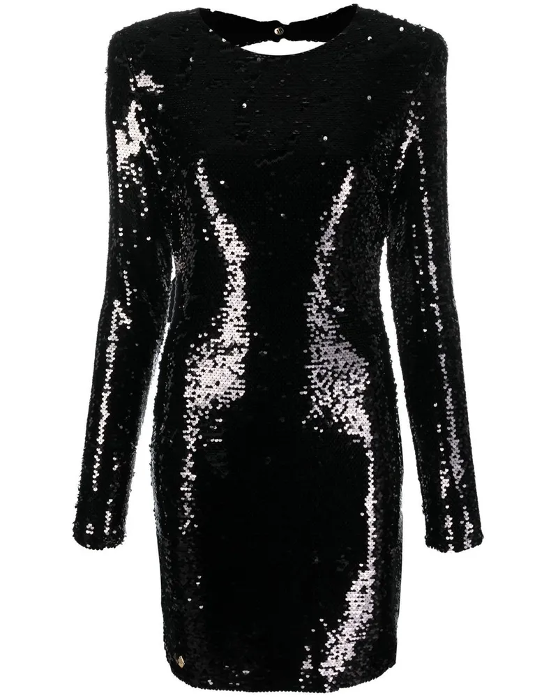 Philipp Plein Langärmeliges Kleid mit Pailletten - Schwarz Schwarz