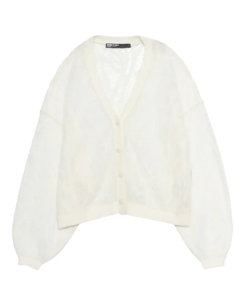 BIMBA Y LOLA Cardigan aus elfenbeinfarbenem Mohär - Nude Nude