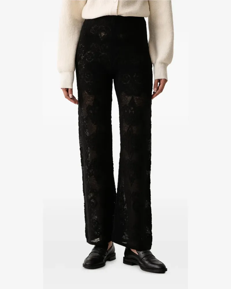 Twin-Set Straight-Leg-Hose aus Spitze - Schwarz Schwarz