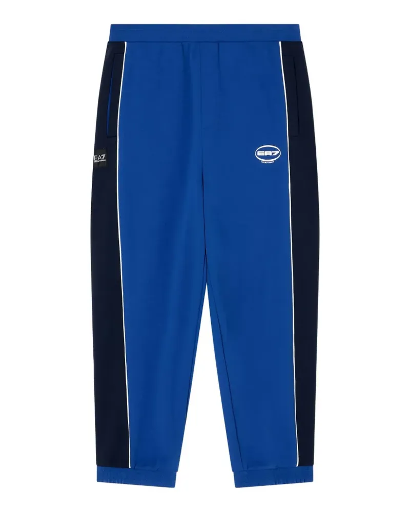 EA7 logo-print side-stripe track pants - Blau Blau