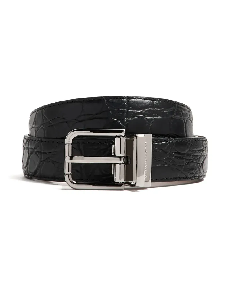 Dolce & Gabbana crocodile-effect buckle belt - Schwarz Schwarz