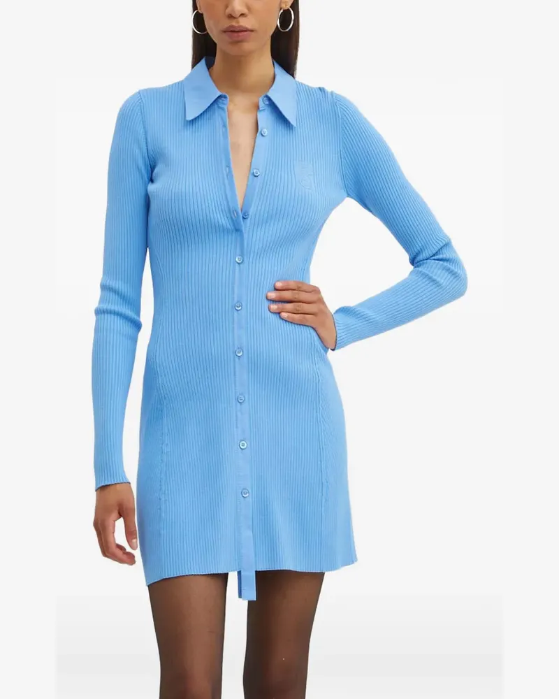 Moschino ribbed buttoned mini dress - Blau Blau