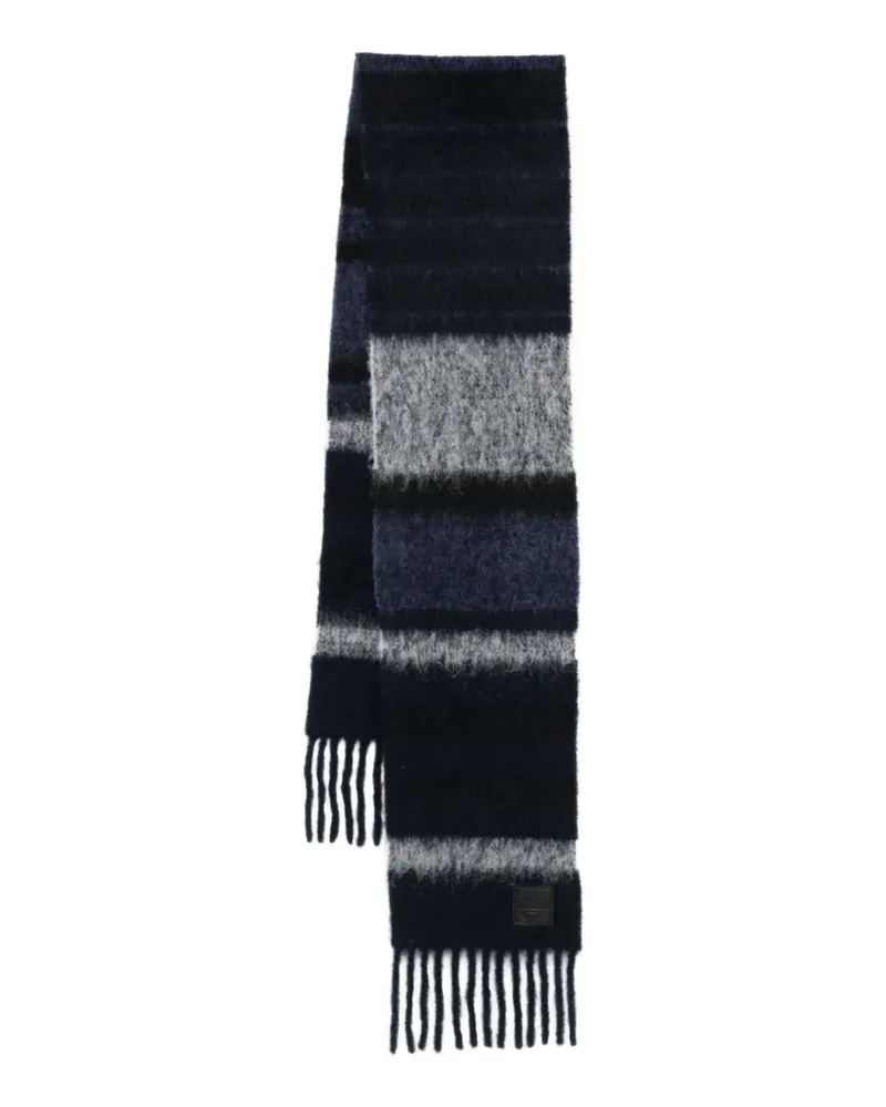 Max Mara Gestreifter Schal mit Fransen - Blau Blau