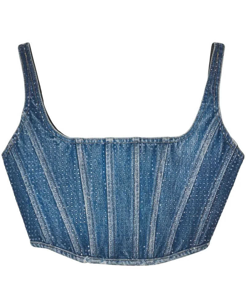 Marc Jacobs crystal-embellished denim corset - Blau Blau