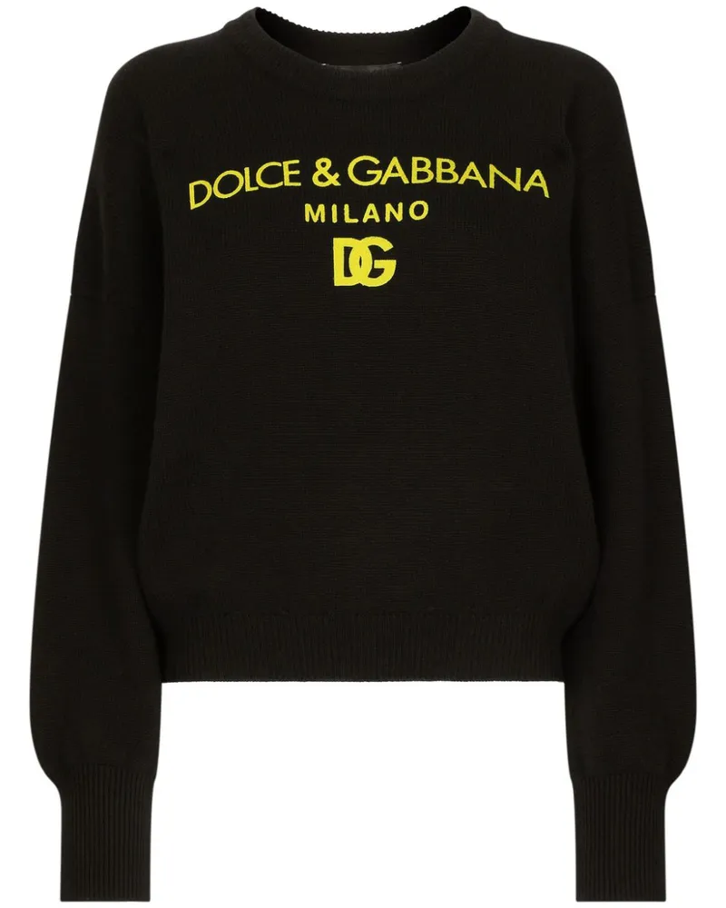 Dolce & Gabbana Kaschmirpullover mit Logo-Print - Schwarz Schwarz
