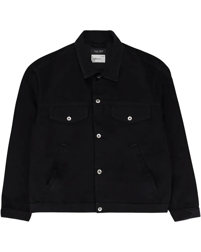 PURPLE BRAND Ausgeblichene "Black" Jeansjacke - Schwarz Schwarz