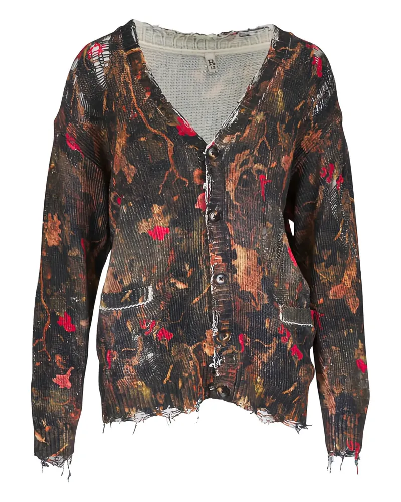 R13 distressed print cardigan - Braun Braun