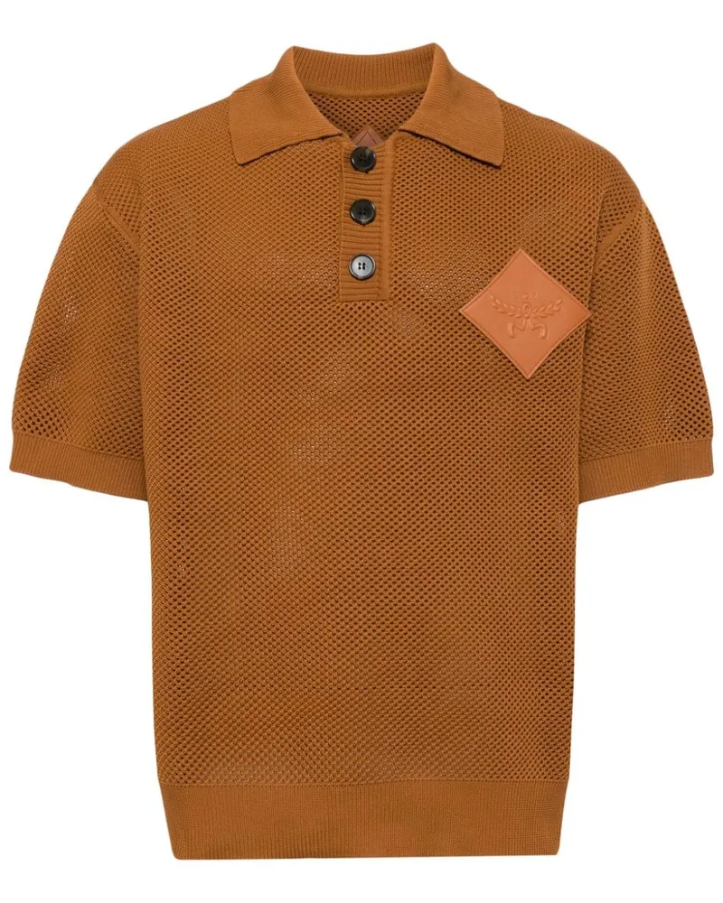 MCM Gestricktes Poloshirt mit Logo-Applikation - Braun Braun