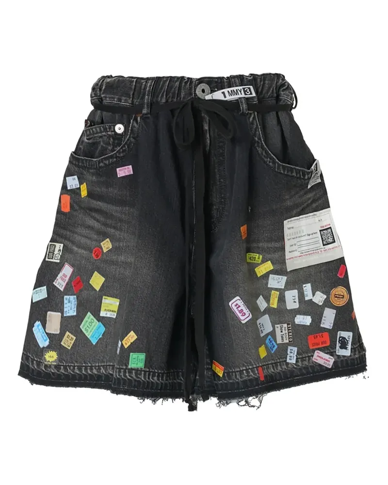 MIHARAYASUHIRO Jeans-Shorts mit Print - Schwarz Schwarz