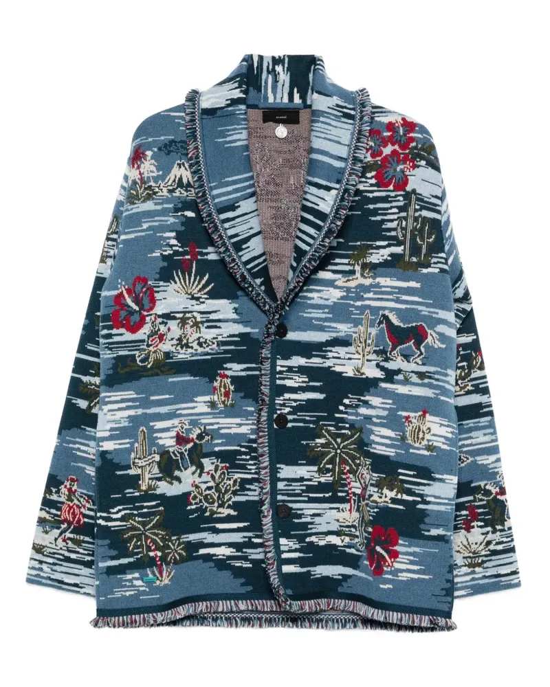 Alanui Gemusterter Cardigan mit Fransen - Blau Blau