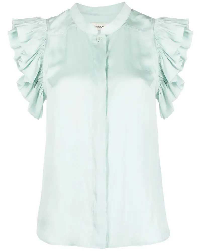 Zadig & Voltaire Bluse mit gerüschten Ärmeln - Blau Blau