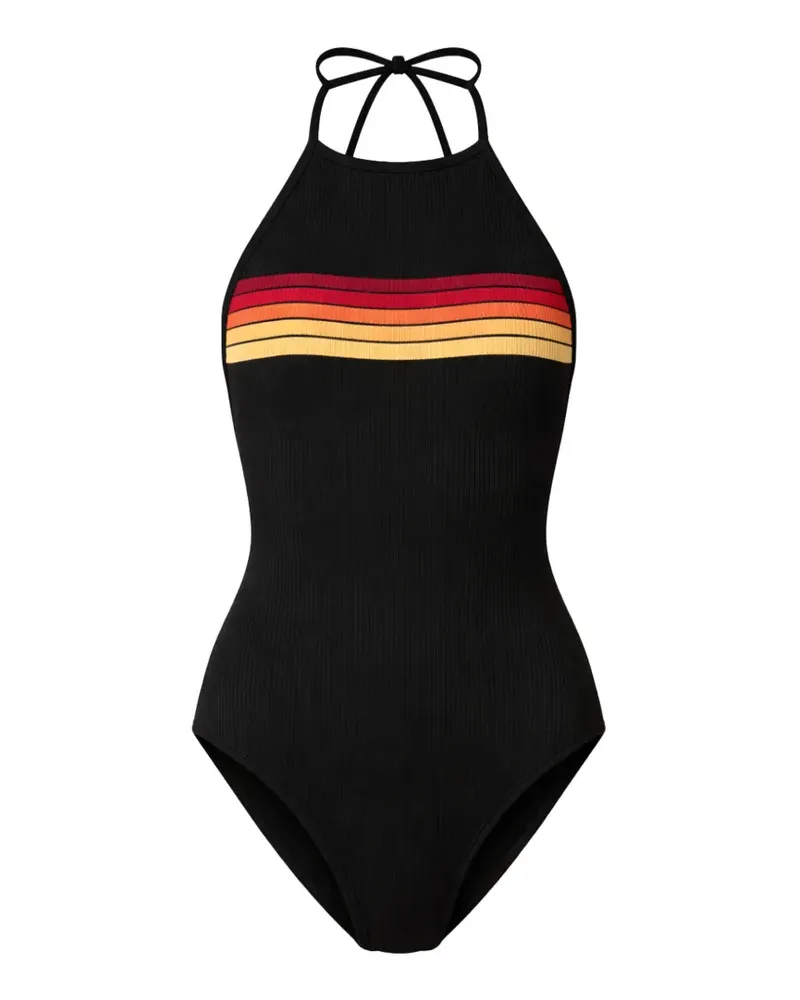 Osklen ribbed striped halter swimsuit - Schwarz Schwarz