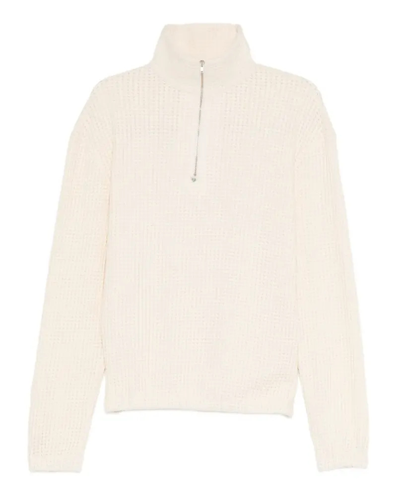 young n sang waffle-knit quarter-zip sweater - Nude Nude