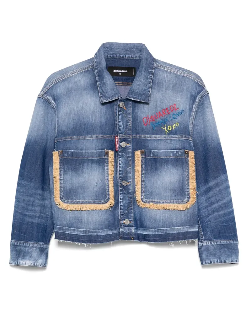 Dsquared2 Jeansjacke mit Fransen - Blau Blau