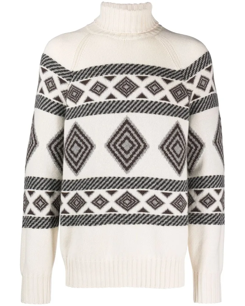 Brunello Cucinelli Kaschmirpullover mit Intarsienmuster - Nude Nude