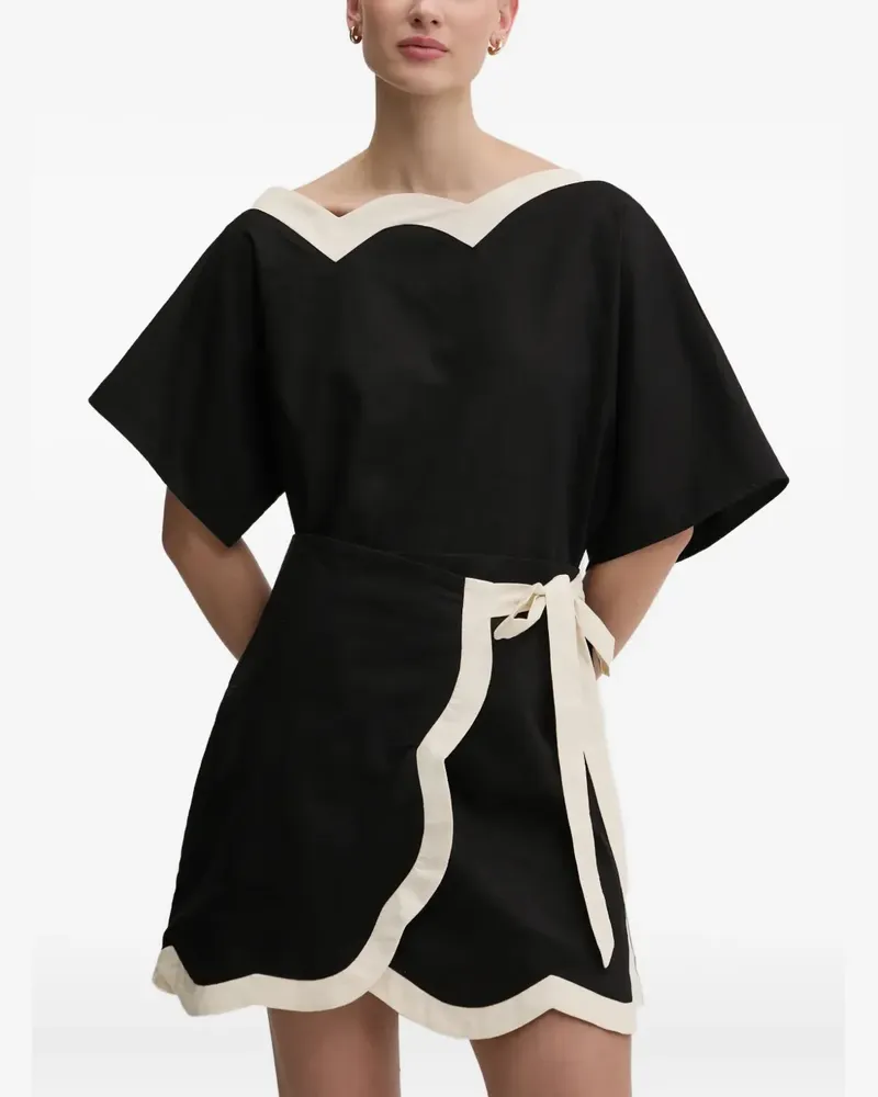 Never Fully Dressed Top mit Wellensaum - Schwarz Schwarz