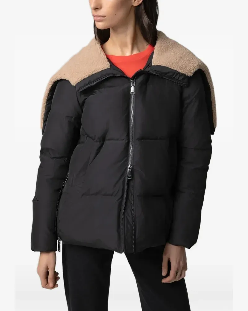 Gaëlle Bonheur Wattierte Jacke mit Logo-Verzierung - Schwarz Schwarz