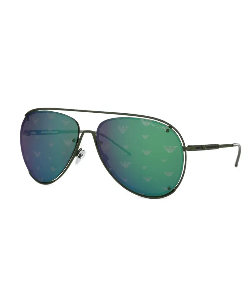 Emporio Armani logo-print pilot-frame sunglasses - Grün Grün