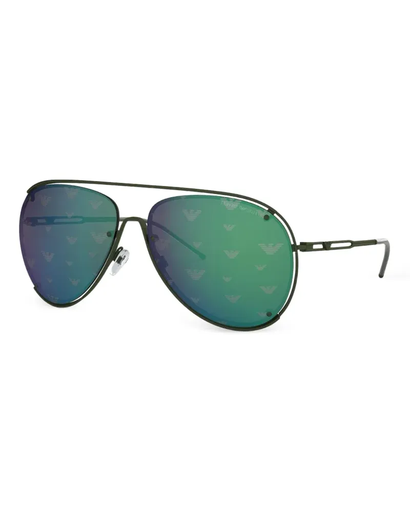 Emporio Armani Pilotenbrille mit Logo-Print - Grün Grün