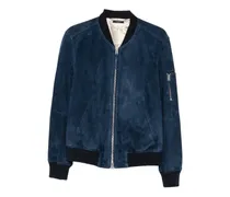 zip-fastening leather jacket - Blau