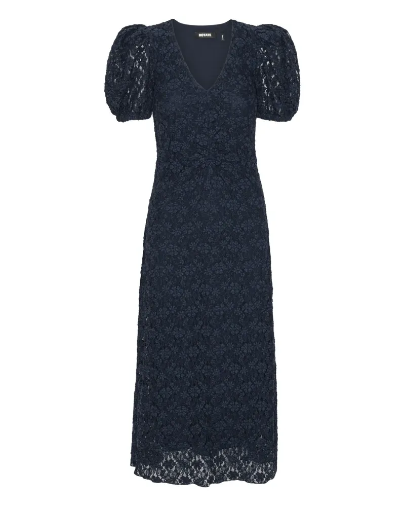 ROTATE Birger Christensen Midikleid mit Puffärmeln - Blau Blau