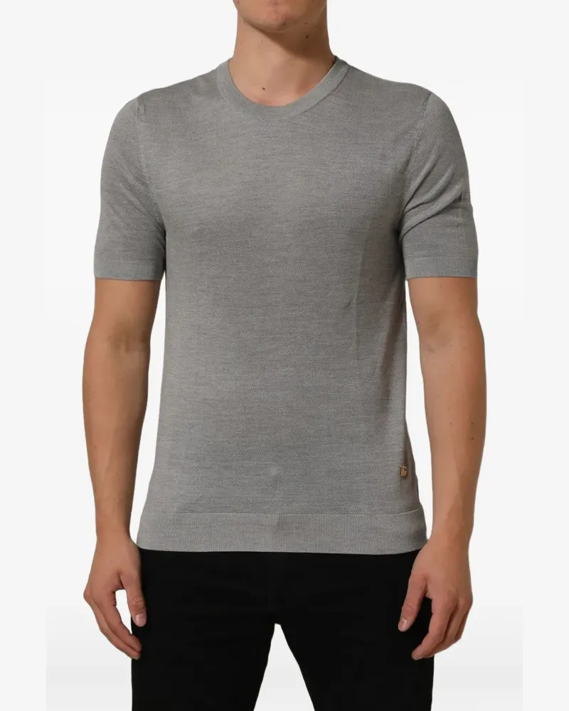 Dolce & Gabbana logo-plaque silk T-shirt - Grau Grau