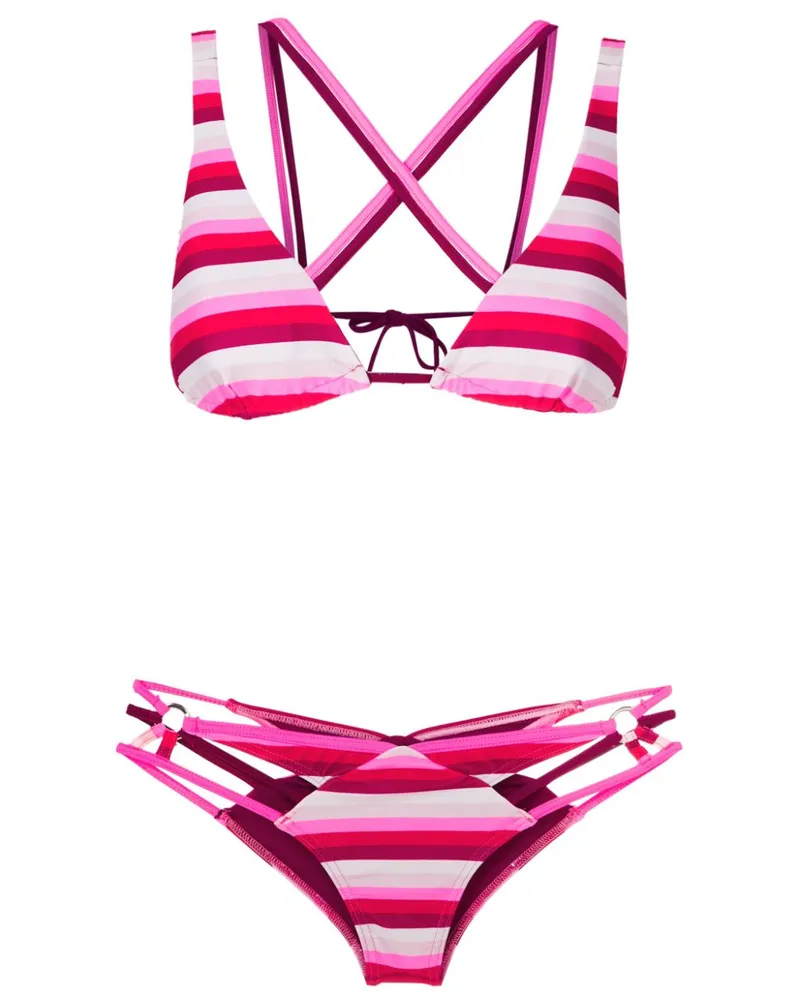 Amir Slama Gestreifter Bikini - Rosa Rosa