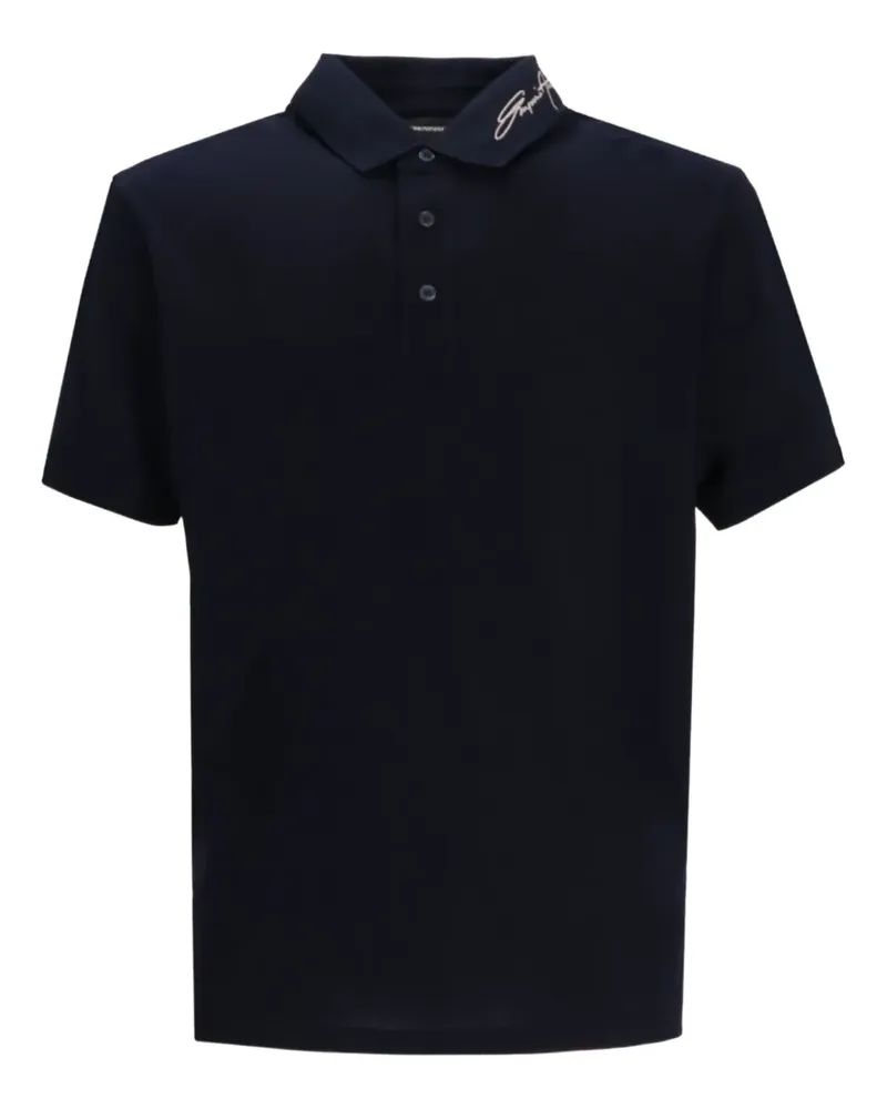 Emporio Armani Poloshirt mit Signature-Stickerei - Blau Blau