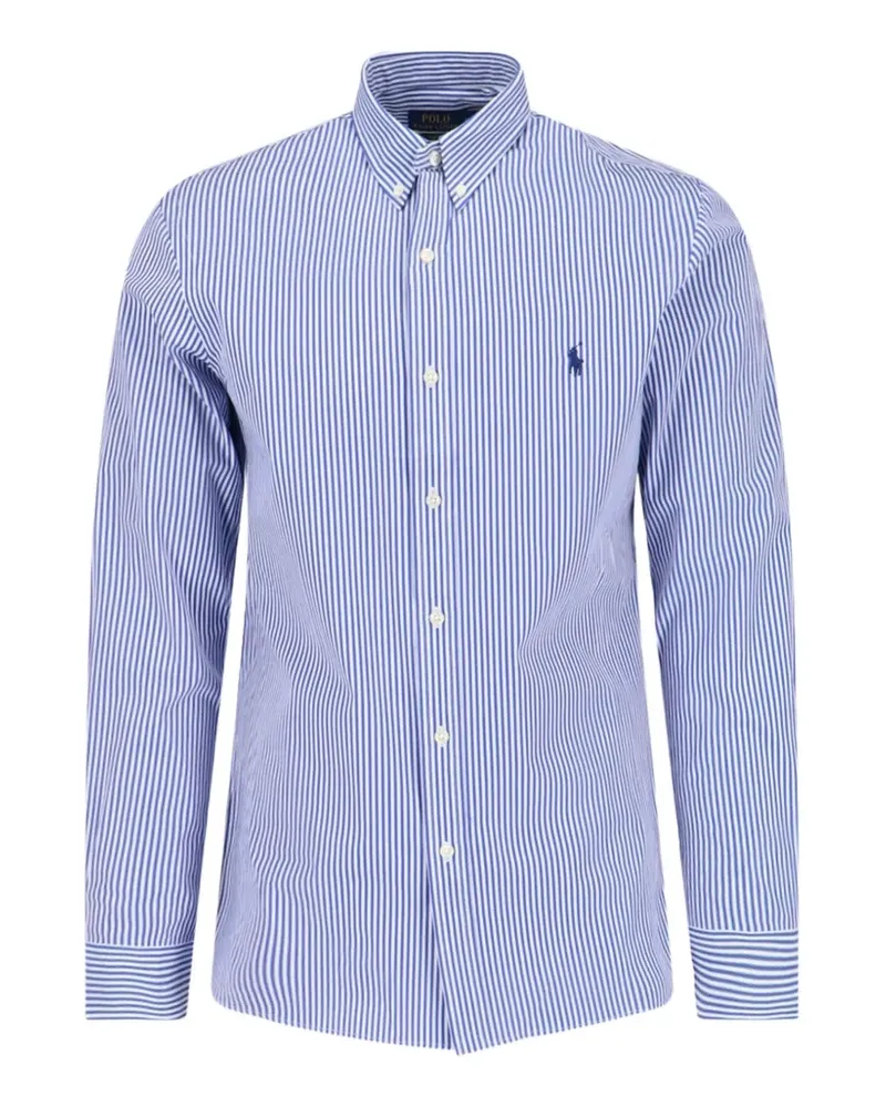 Ralph Lauren striped embroidered-logo shirt - Blau Blau